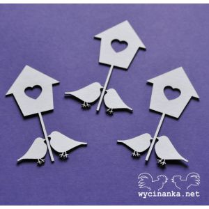 Tekturka Wycinanka Love Letter - Budki dla ptaków, 3szt